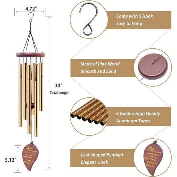 Memorial sympathy wind chimes outdoor garden patio gift for loss of loved one - Picture 2 of 7